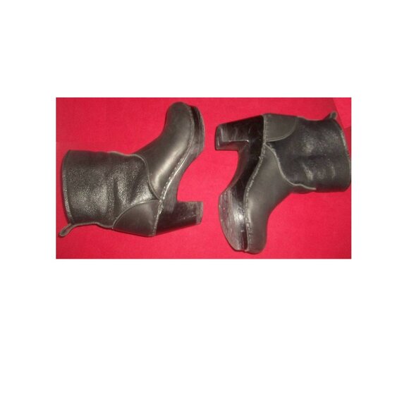 Sven No. 6 Store Black Leather Shearling Lined Handmade Pull-On Clog Boots - Picture 4 of 9